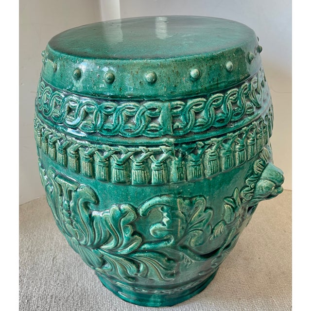 Just in this old Antique Asian Emerald Green Glazed Terracotta Garden Stool made in Hong Kong. This garden stool was...