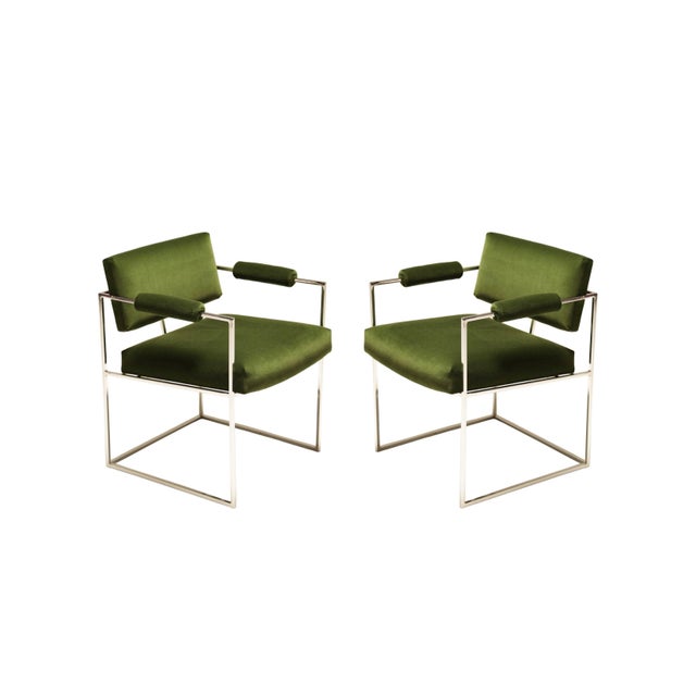 Chrome Green Milo Baughman "Thin Line" Dining Chairs for Thayer Coggin - Set of 6 For Sale - Image 8 of 12