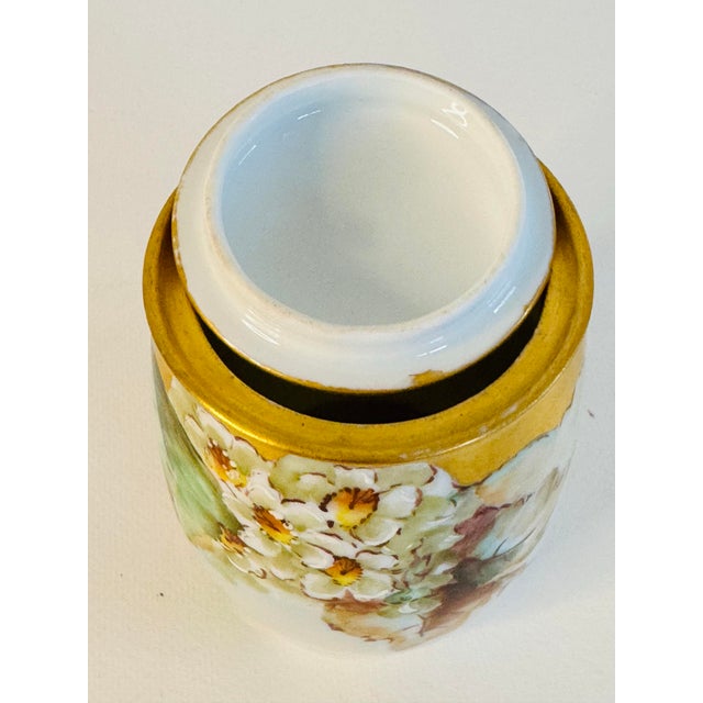 1900 - 1909 Vintage Limoges France Handpainted Condiment Jar For Sale - Image 5 of 7