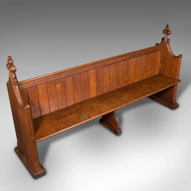 1850s Large Antique Ecclesiastic Scottish Oak Pew For Sale - Image 6 of 11