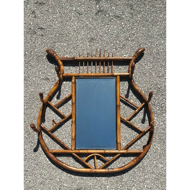 Wood Vintage Tortoise Bamboo Hall Mirror For Sale - Image 7 of 12