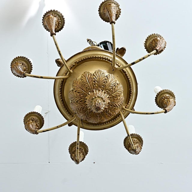 Neoclassical 19th Century French Carved and Painted Chandelier For Sale - Image 3 of 16