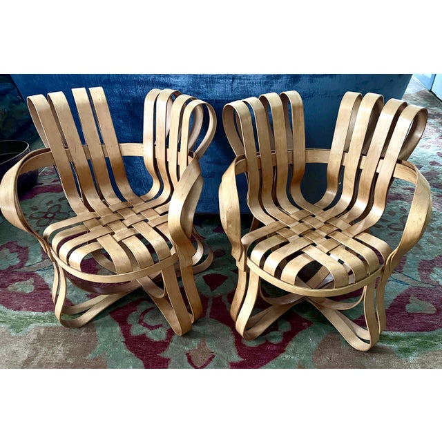 Pair Frank Gehry Cross Check Bent Maple Chairs For Knoll For Sale - Image 9 of 12