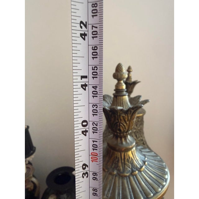 Vintage Hollywood Regency Pierced Metal Statement Table Lamps - A Pair For Sale - Image 10 of 10
