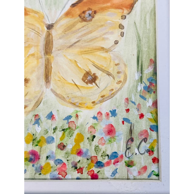 Abstract 1970s Contemporary Abstract Golden Butterfly Original Painting For Sale - Image 3 of 3