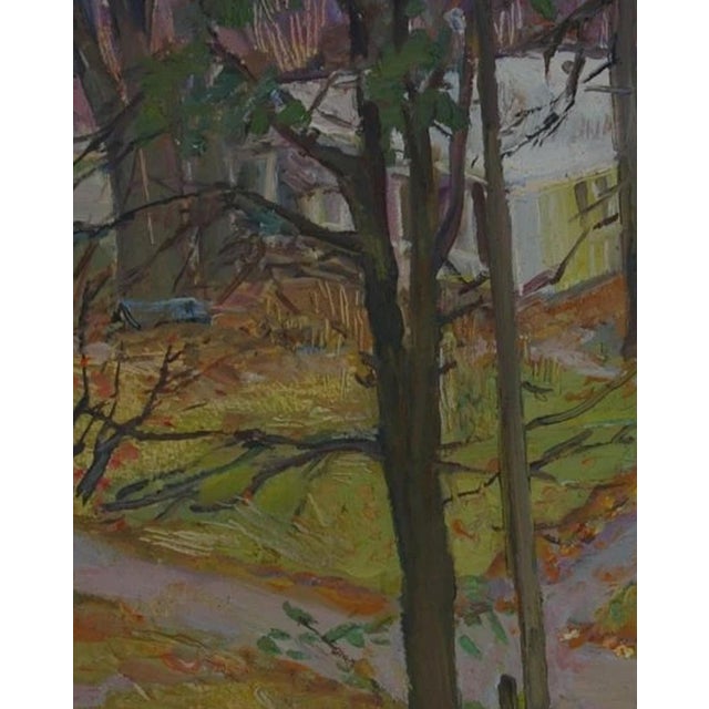 Antique Impressionism Autumn Landscape Oil Painting on Cardboard 62-50 For Sale - Image 4 of 6
