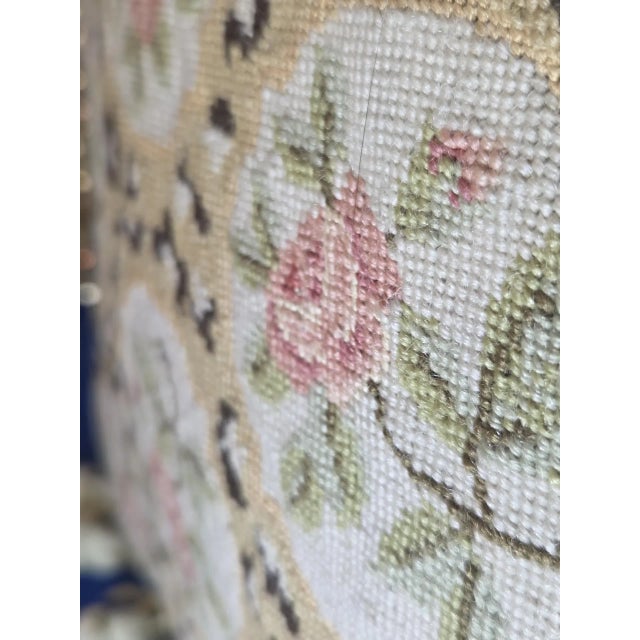 Artisanal Floral Needlepoint Accent Pillows With Ornate Tassels-Set of 2 For Sale - Image 17 of 18