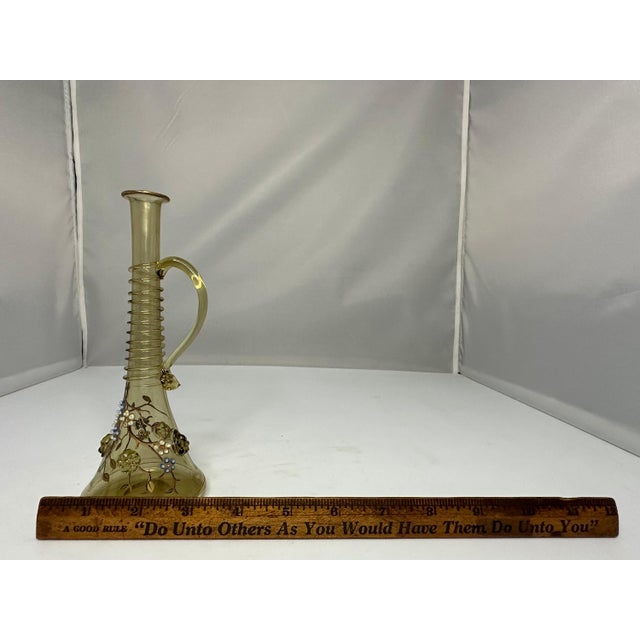 Fritz Heckert Art Glass Bud Vase: Antique Enamel Floral Bohemia For Sale - Image 10 of 10