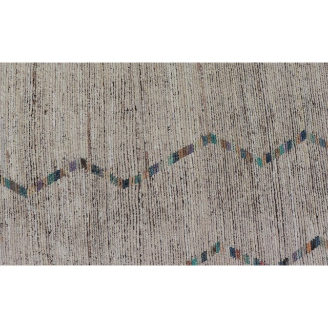 Modern Moroccan Rug in Wool With in Off White & Accent Colors For Sale - Image 9 of 12