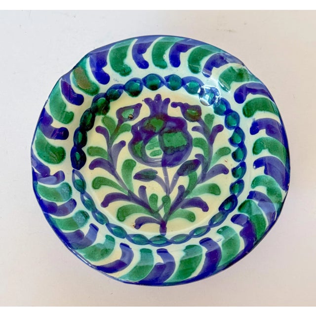 Vintage Granada Spanish Fajalauza Blue, Green, White Pomegranate Bowl For Sale - Image 4 of 6