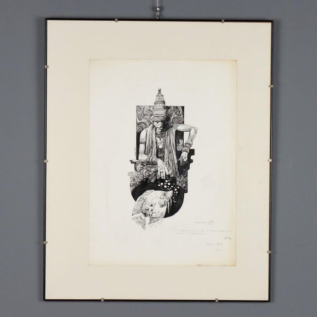 Sergio Toppi, Figurative Composition, Mixed Media on Paper For Sale - Image 11 of 11