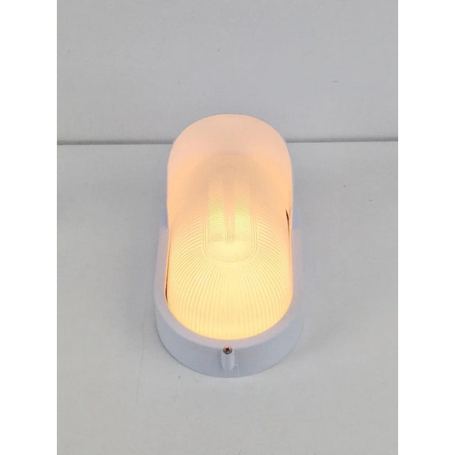 Vintage Simes Oval Tipo 200 Outdoor Wall Lamp in White Metal and Glass, Italy, 1980s, Set of 8 For Sale - Image 12 of 16