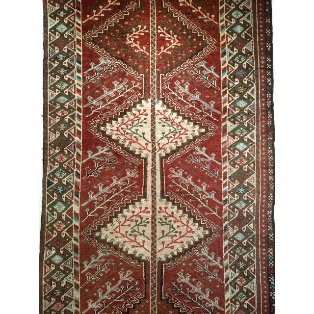 Vintage Persian Shiraz Tribal Area Rug, Hand-Knotted Wool, Geometric Pattern, Burgundy & Ivory, 5x10 For Sale - Image 14 of 18