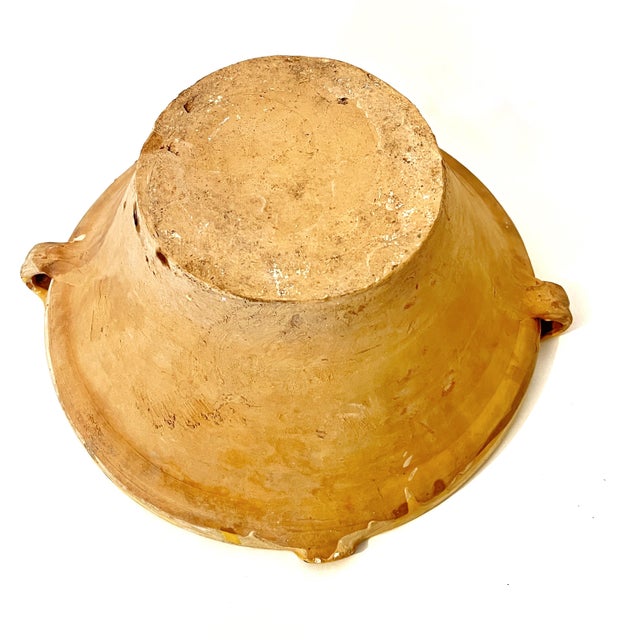 Ceramic Large Antique French Earthenware Tian Bowl With Honey Glaze For Sale - Image 7 of 9