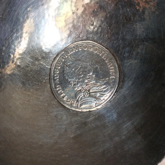 Footed Shreve Sterling Silver Coin Inlay Bowl For Sale - Image 9 of 11