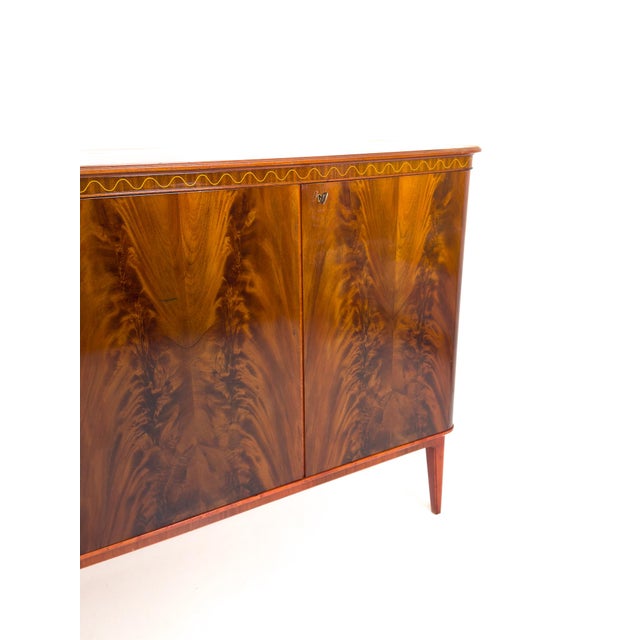 1940s Swedish Modern Sideboard in Pyramid Mahogany, 1940s For Sale - Image 5 of 14
