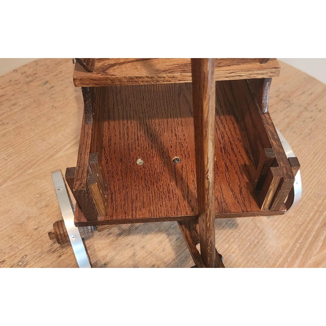 Late 20th Century Vintage Hand Crafted Decorative Oak Pull Toy Wagon For Sale - Image 5 of 9