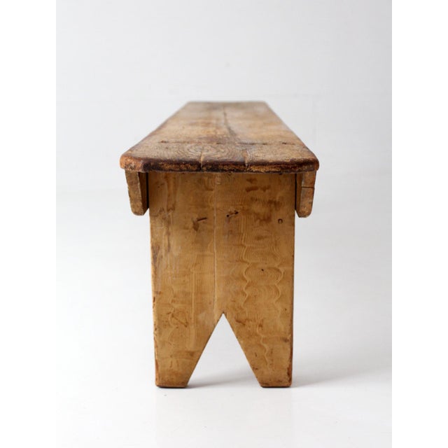 Antique Primitive Farmhouse Bench For Sale - Image 10 of 18
