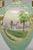 French Antique Nippon Hand Painted Porcelain Windmill Scene Green Small Bolted Vase For Sale - Image 3 of 13