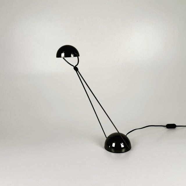 Black Glossy Black Meridiana Halogen Desk Lamp by Stefano Cevoli for Vermezzo, Italy, 1980s For Sale - Image 8 of 8