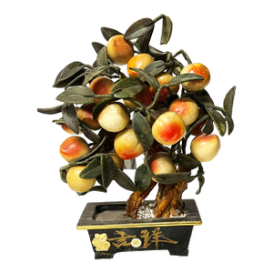 Vintage Chinese Jadeite Peach Bonsai Tree