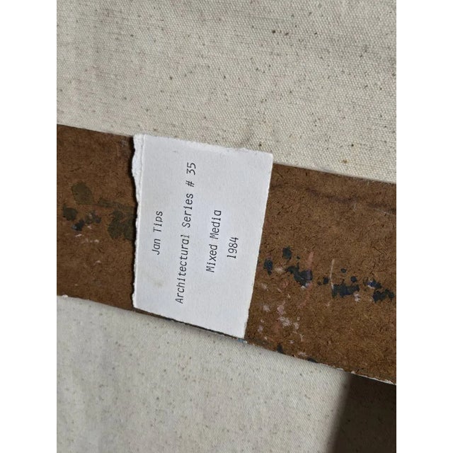 Jan Tips "Architectural Series #35" 1984 Mixed Media Abstract Diptych on Canvas For Sale - Image 12 of 17