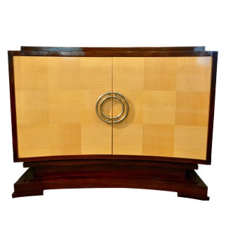 Aphelion Elliptical Faced Door Cabinet in Sycamore and Santos Rosewood For Sale