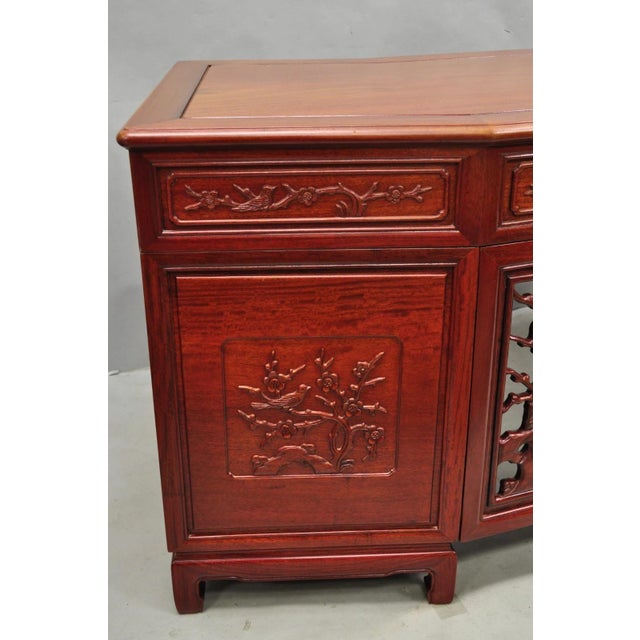 Vintage Chinese Bird Carved Hardwood Kneehole Writing Desk With Decorated Back For Sale - Image 17 of 18