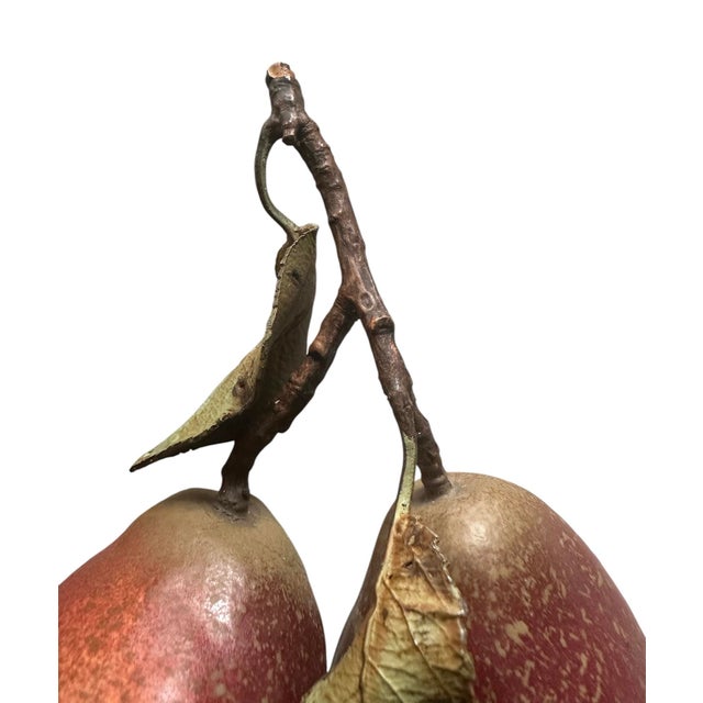 English Vintage English Penkridge Ceramics Trompe l'Oeil Double William Pear Red Fruit With Tole Leaves Life / Full Size Figure Object For Sale - Image 3 of 7