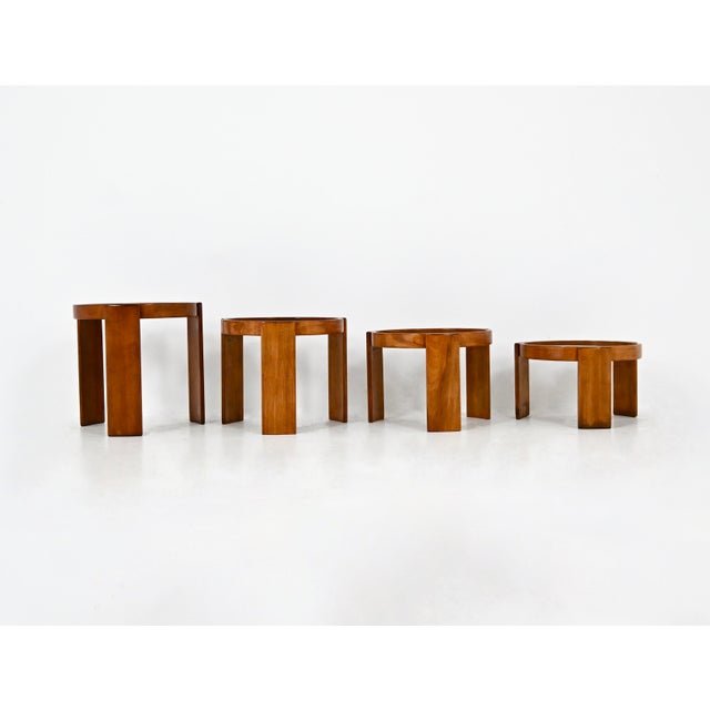 Wood Model 780 Nesting Tables by Gianfranco Frattini for Cassina, 1960s, Set of 4 For Sale - Image 7 of 12