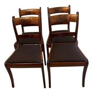 Antique Regency Mahogany Bar Back Dining Chairs with Sabre Legs, 1830, Set of 4 For Sale