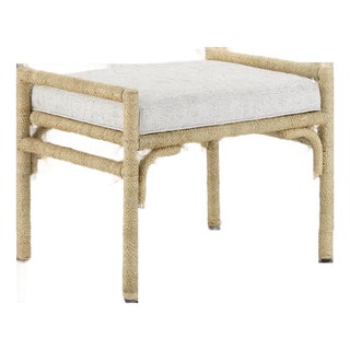Currey & Company Olisa Natural Ottoman, Rowann Pearl For Sale