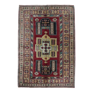 1970s Vintage Handmade Wool Cotton Red Area Rug For Sale