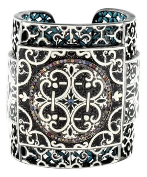 Matthew Campbell Laurenza MCL Cuff Sapphire Enamel Bracelet Bangle 925 Sterling Limited Edition