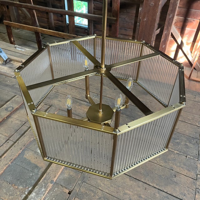 Arteriors Home Arteriors Octagonal Hera Chandelier, 30", Antique Brass Finish For Sale - Image 4 of 12