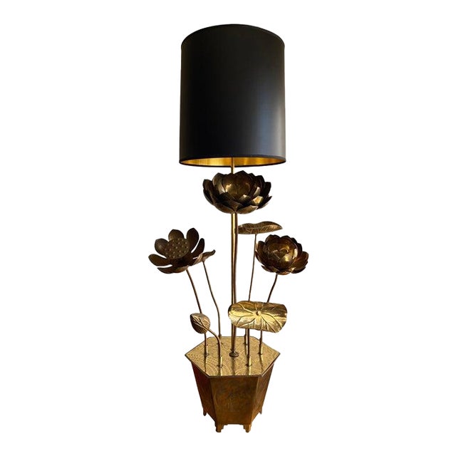 1960s Feldman Brass Lotus Flower Lamp For Sale