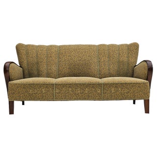 Danish 3-Seater Sofa in Beech & Cotton, 1950s For Sale