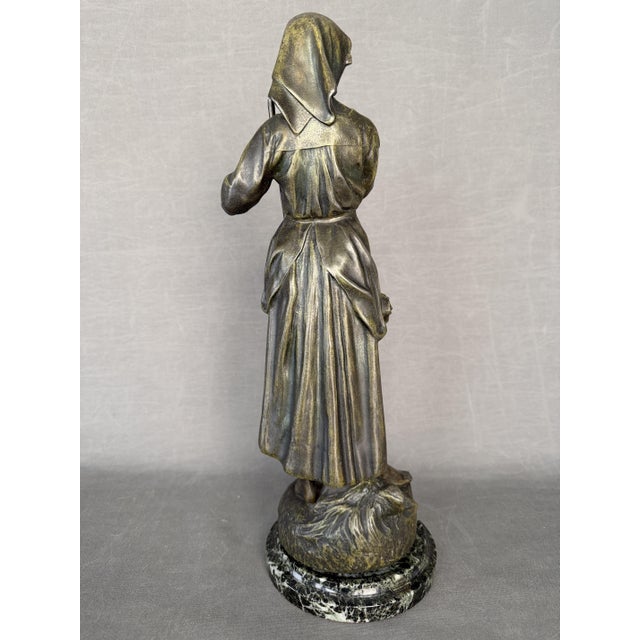 Gray Later Faneuse Calamine Sculpture by Charles Perron, France, 1900s For Sale - Image 8 of 9