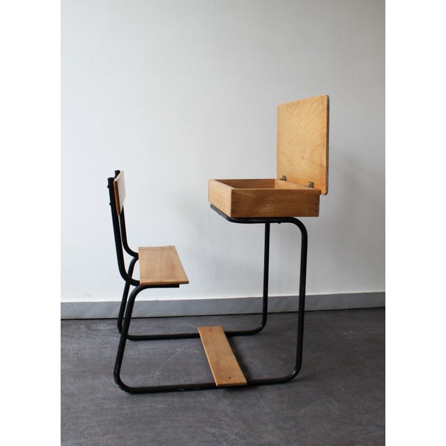 Vintage Wooden School Desk For Sale - Image 4 of 9