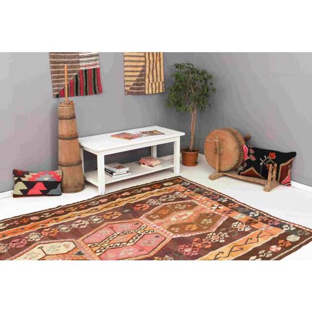 Vintage Turkish Kilim Rug For Sale In Los Angeles - Image 6 of 7