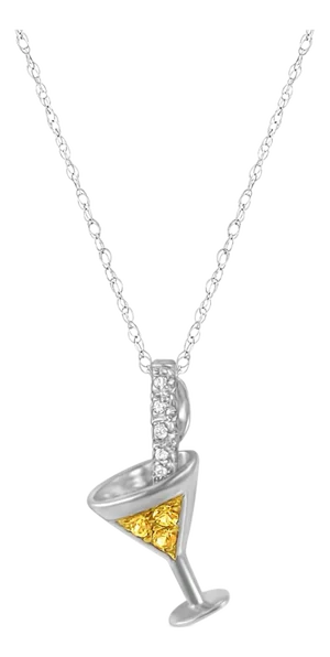 Martini Necklace with Yellow Sapphire & Diamond 16"
