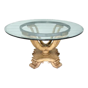 Maitland Smith Neoclassical Glass Top Dining Table