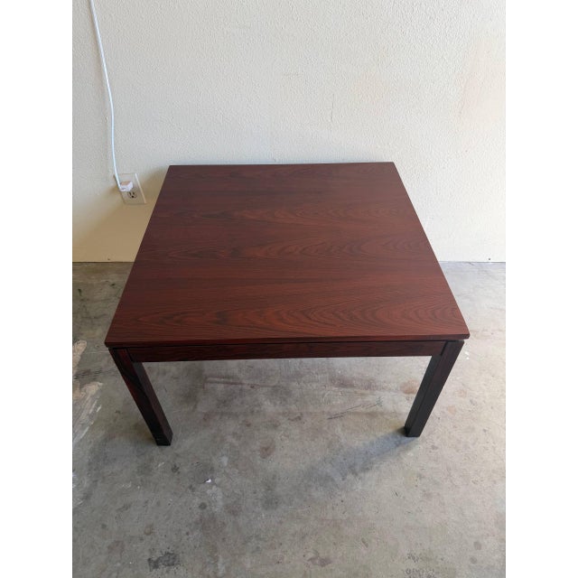 Mid-Century Modern Vintage Danish Rosewood Square Coffee Table – Mid Century Modern Scandinavian Accent Table For Sale - Image 3 of 8