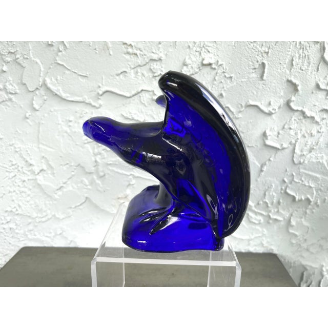 This bold cobalt blue art glass bald eagle was handcrafted by Mosser Glass in Cambridge, Ohio. Standing 6 inches tall, the...