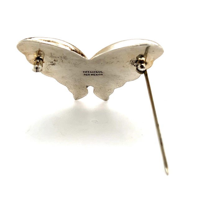 1990s Tiffany & Co Estate Puffed Butterfly Brooch Pin Sterling Silver For Sale In New York - Image 6 of 10