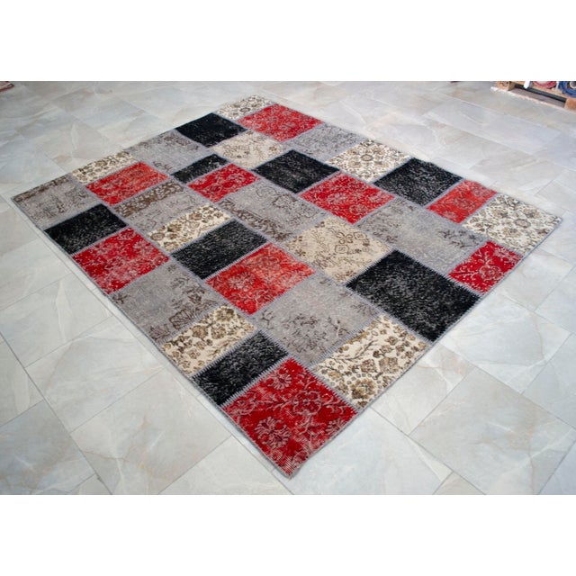 Earthy Colors Turkish Rug Hand Knotted Handstitched Art Living Room Decor - 6'1"x7'9" For Sale - Image 12 of 16