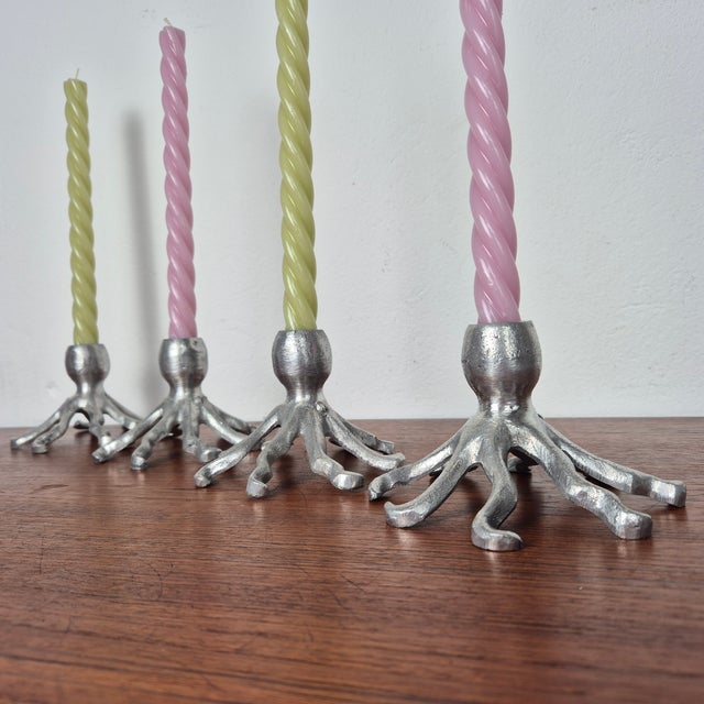 Vintage Octopus Shape Candleholders, 1980s, Set of 4 For Sale - Image 3 of 9