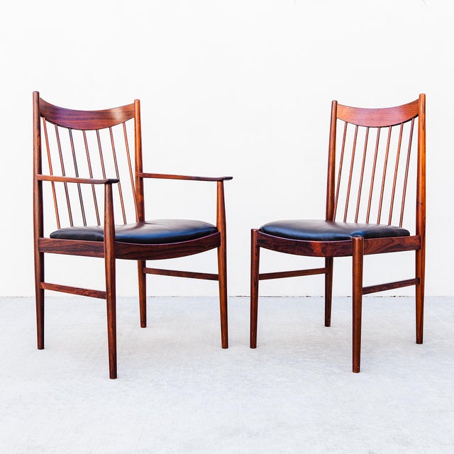 Wood Vintage Arne Vodder Model 422 Rosewood & Leather Danish Modern Dining Chairs For Sale - Image 7 of 12
