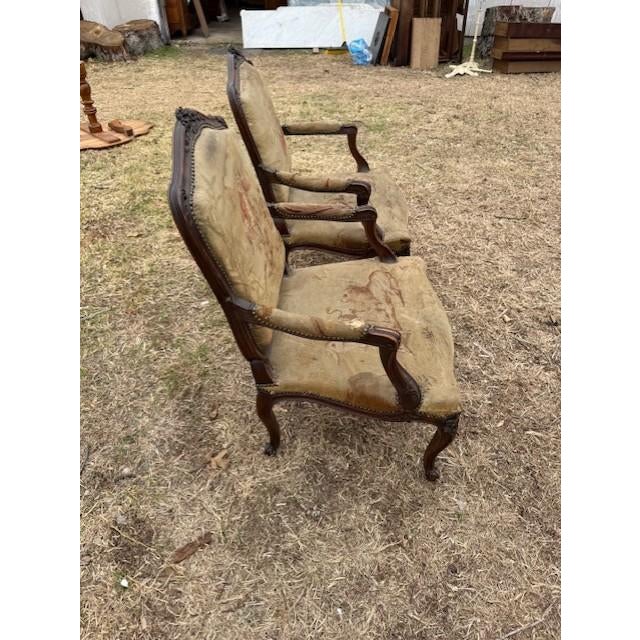 Large 19th Century French Louis XV Solid Walnut Bergere Chair or Armchair- A Pair For Sale - Image 12 of 18