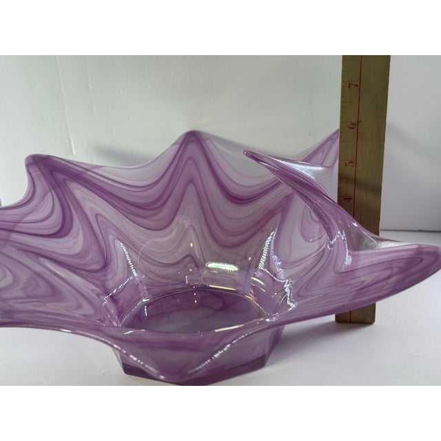 Mid 20th Century Vintage Large Vintage Lavorazione Arte Murano Purple Pink Glass 8 Point Starfish Bowl For Sale - Image 5 of 12